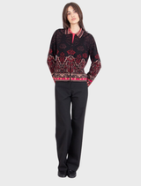 Jacquard Jacket, Ornament Pattern - Chocolate Black