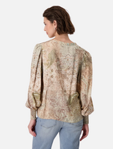 Round Neck Blouse - Brown Sugar Print