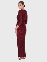 Sequin Midi Dress - Cabernet