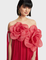 Jaclyn Draped Floor Length Dress - Scarlet