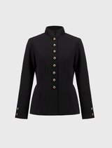 Mandarin Collar Formal Shirt - Black