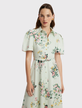 Bianca Short Sleeve Midi Dress - Posy Print in Mint