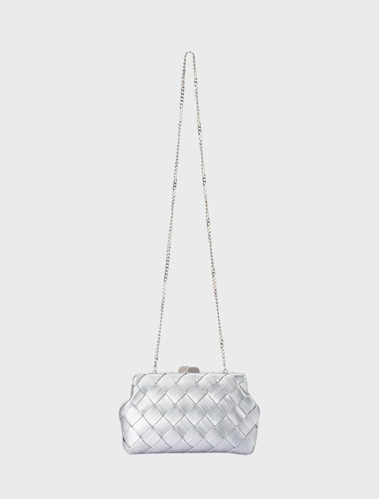 Quinn Woven Clutch - Silver