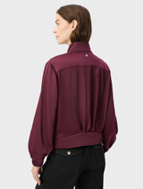 Zippered Casual Long Sleeve Jacket - Elderberry