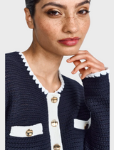 Dark Blue Cardigan with Buttons - Midnight Blue