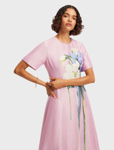 Caroline Short Sleeve Midi Dress -  Pastel Pink