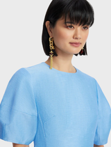 Simona Appliqué Mini Dress - Pastel Blue