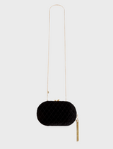 Rikki Quilted Velvet Clutch - Black
