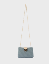 Lindy Woven Clutch - Blue