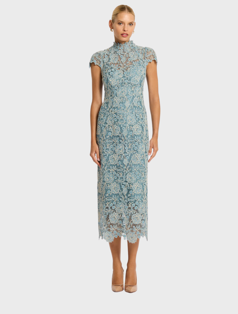 Tiffany Cap Sleeve - Light Blue-Ivory