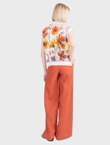 Jacquard Vest, Floral Pattern - White Coffee