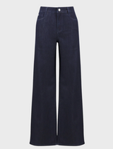 Classic Wide-Leg Stretch Jeans - Dark Denim Blue