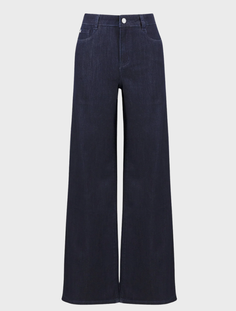 Classic Wide-Leg Stretch Jeans - Dark Denim Blue