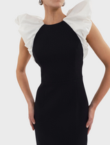 Eliza Puff Sleeve Midi Dress - Black