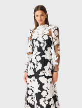 Bloomnoir Long Sleeve Maxi Dress - Black & White