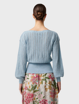 Marley Merino Cotton Knit Top - Cornflower