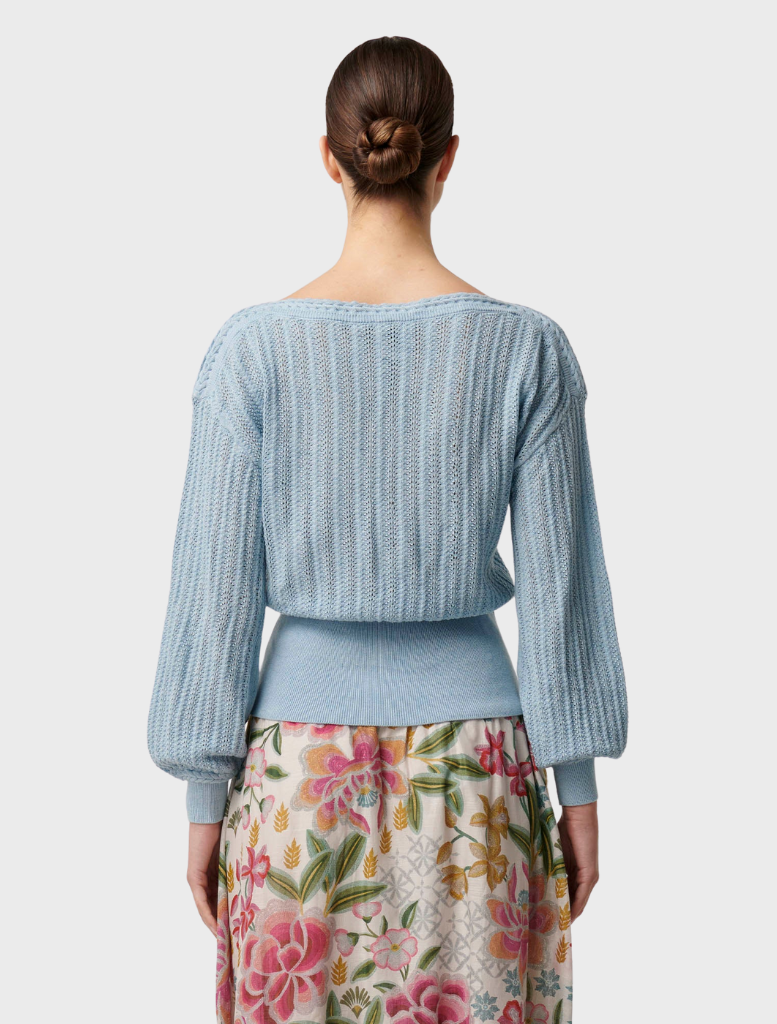Marley Merino Cotton Knit Top - Cornflower