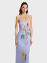 Rayna Embroidered Bustier Maxi Dress - Rose in Periwinkle