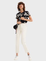 Javiera Cropped Jeans - Cream