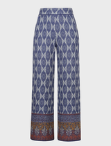 Jacquard Pants, Mediterranean Motif - Navy Blue