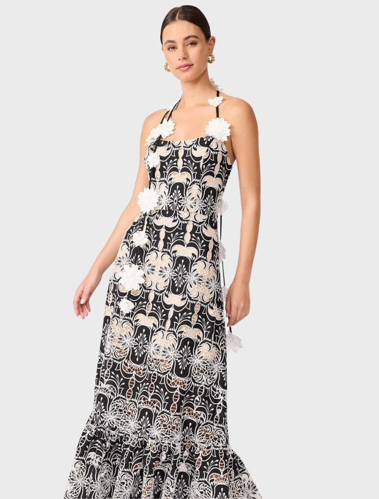 Jolie Midi Dress - Black/White