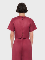 Indie Sleeve Top - Lily Print in Burgundy