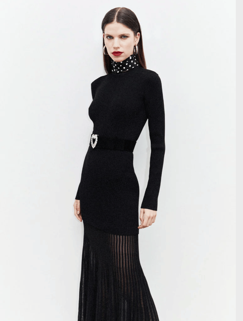 Isa Knit Midi Dress -Black