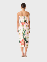 Solara Strapless Midi Dress - Red/Pink Multi