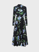 Zara Shirt Midi Dress - Vine Print in Ebony