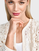 White Blazer Jacket Made Of Eyelet Lace - White Stone
