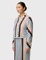 Delray Reversible Printed Linen Jacket - Nautilus Bloom / Iridescent Stripe