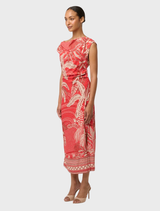 Monique Draped Neck Cupro Viscose Stretch Column Dress - Crimson Palms