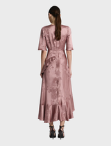Gisele Flounce Sleeve Midi - Blush Brown