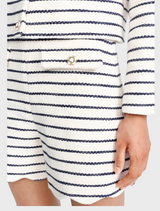 Striped High-Waist Shorts - Pearl White