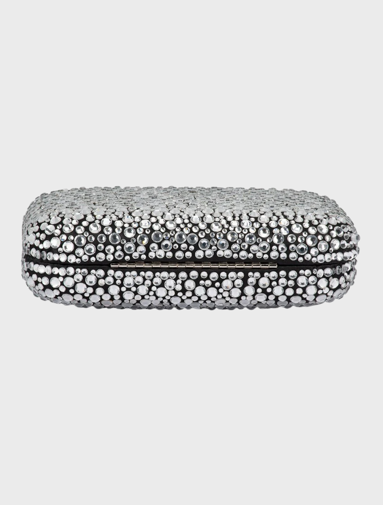 Casey Hot Fix Encrusted Clutch - Black Silver