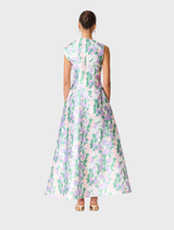 Lavina Asymmetrical Gown - Green & Purple Floral