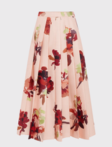 June Pleated Maxi Skirt - Reverie Print in Nectar
