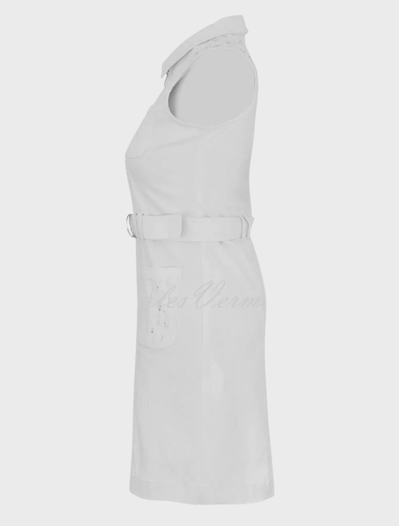 'White Is White' Zip Dress With Rhinestone Detail - Style 25196