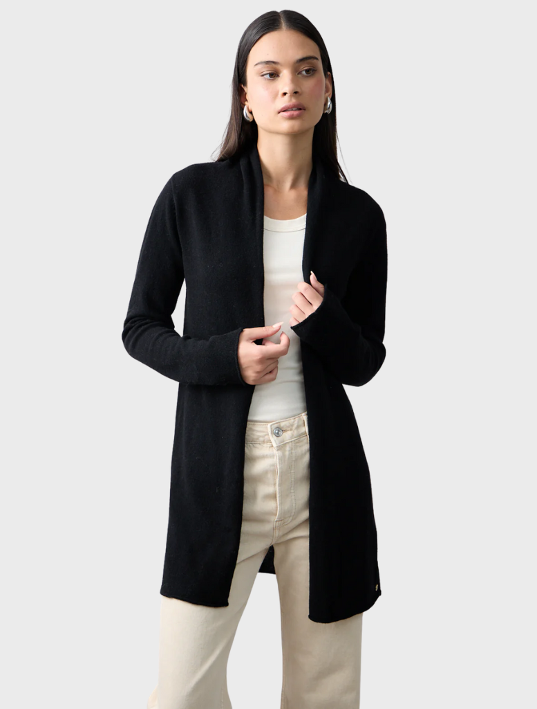 Pure Essentials Soft Roll Cardigan - Jet Black