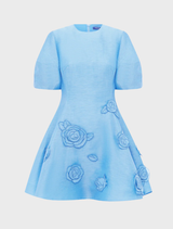Simona Appliqué Mini Dress - Pastel Blue