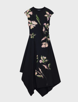 Sleeveless Dress - Black Floral Print