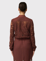 Solene Cotton Blend Lace Bomber - Rosewood