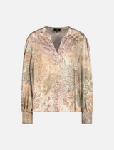 Round Neck Blouse - Brown Sugar Print