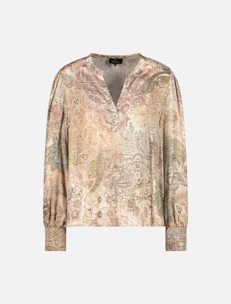 Round Neck Blouse - Brown Sugar Print