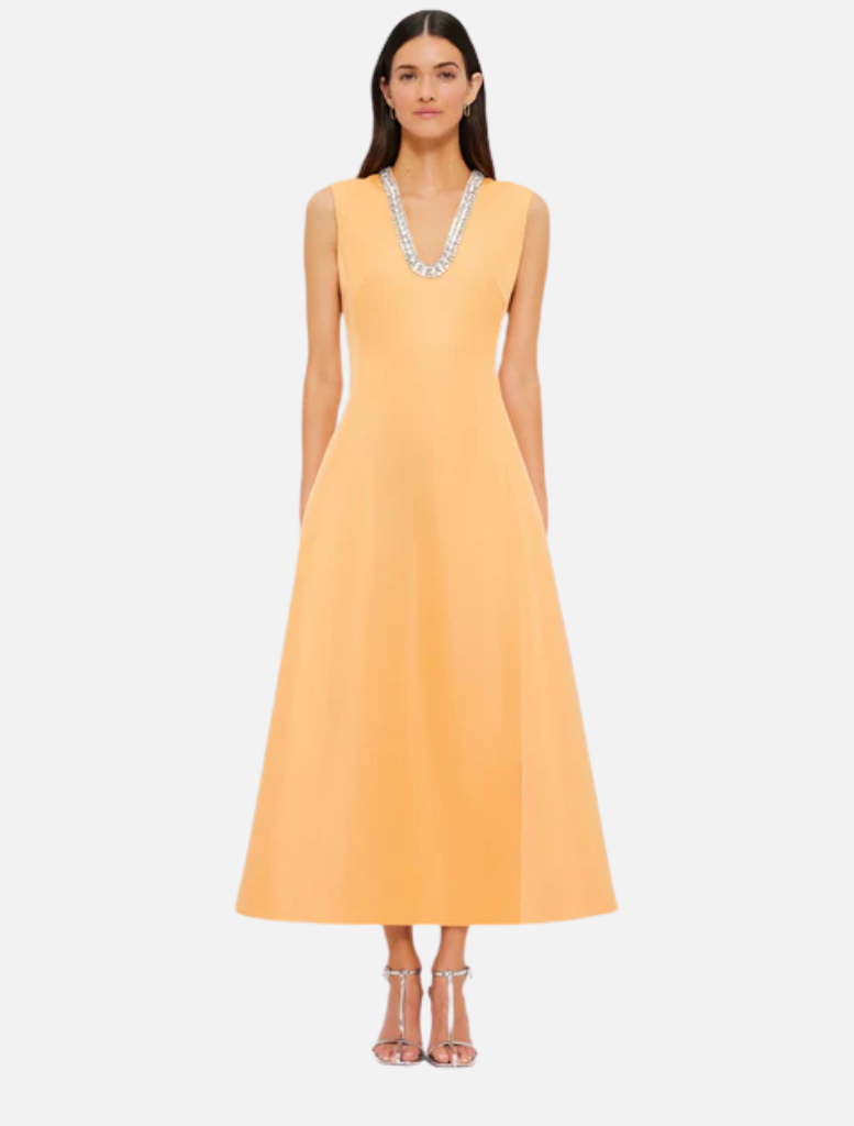 Nicola Embellished Midi Dress - Ochre