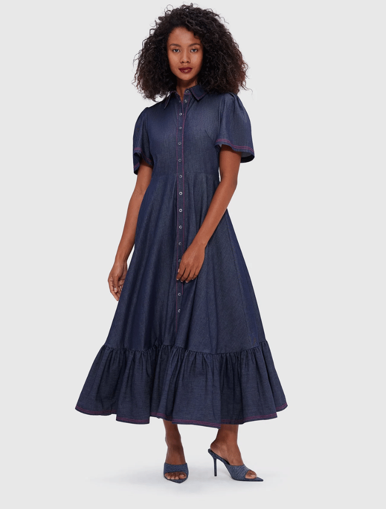 Roberta Denim Midi Dress - Indigo