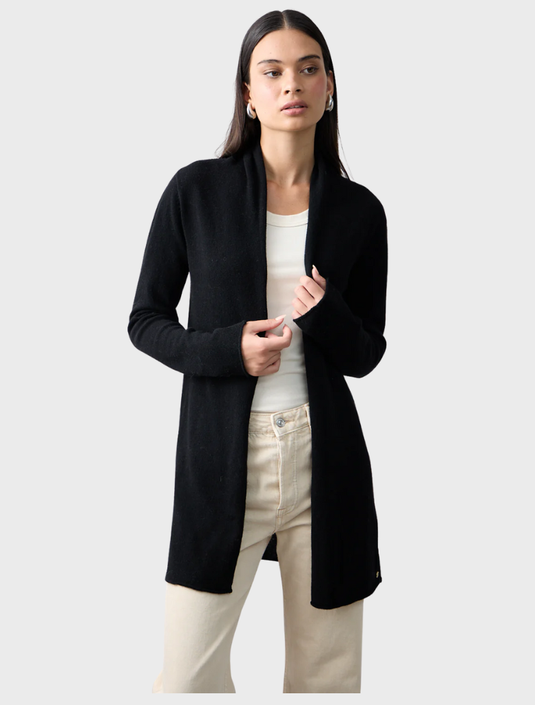 Pure Essentials Soft Roll Cardi - Jet Black