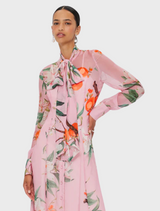 Lilith Tie Neck Maxi Dress - Lavish Print in Pink