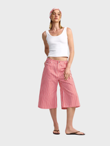 Kennedy Denim Short - Ruby Antique Stripe