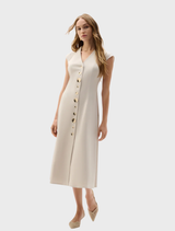 Melange Millennium Fit And Flare Dress - Natural